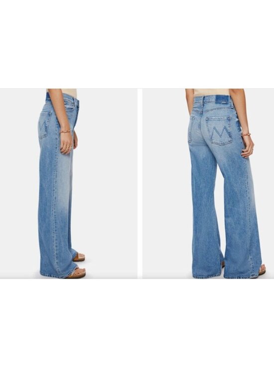 MOTHER Denim - MOTHER The Ditcher Roller Sneak!Light Blue Wide-Leg Jeans In Psych